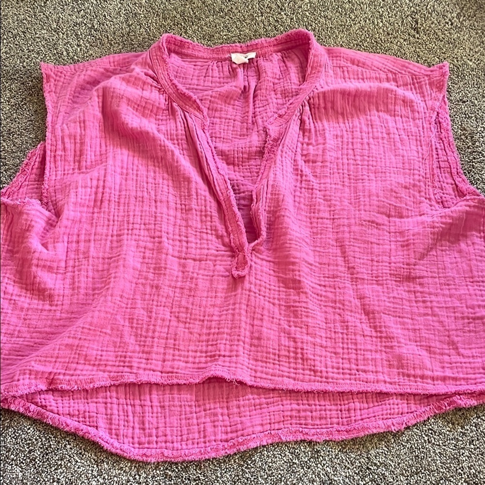 Aerie Pink Sleeveless Boxy Blouse large